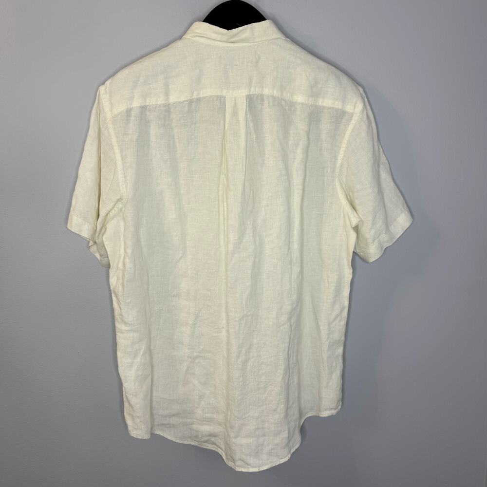 Lands' End Cream Linen Short Sleeve Shirt Beach Vacation Coastal Men's M New - Picture 10 of 11